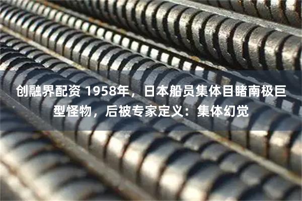 创融界配资 1958年，日本船员集体目睹南极巨型怪物，后被专家定义：集体幻觉