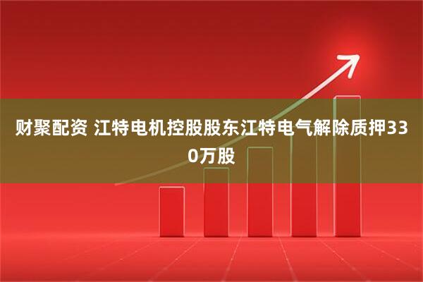 财聚配资 江特电机控股股东江特电气解除质押330万股